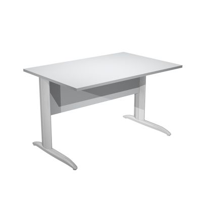 0404052255966-Bureau droit Trend - L160 - Pieds métals - plateau gris - pied effet chromé--0