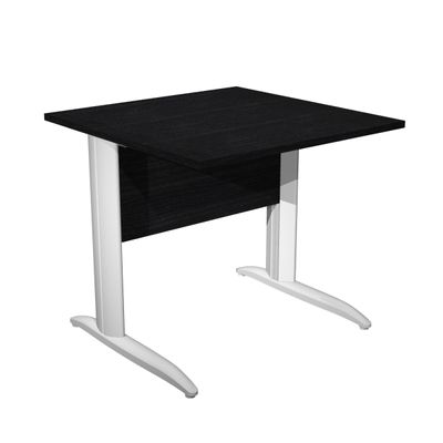 0404052256192-Bureau droit Trend - L80 - Pieds métals - plateau imitation frêne noir - pied blanc--0
