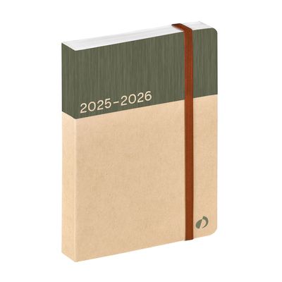 3371010533145-EUROTEXTAGENDA RECYCLÉ ML Arrakis - Kaki - 12x17 cm - avec élastique - Journalier - 12 mois de août à ju--0