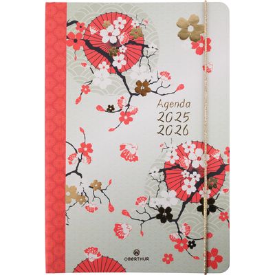 3664447200224-Agenda à élastique Sakura - 1 semaine sur 2 pages - 17 x 24,5 cm - fleurs de cerisiers - Oberthur--0