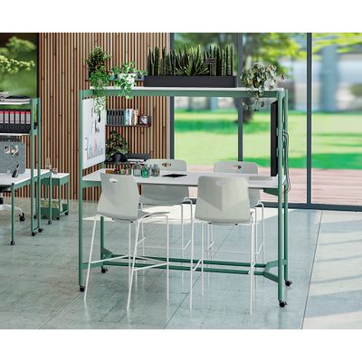 3253310546981-Table Coworking ELKI - L180 - plateau imitation noyer - pied carbone--2