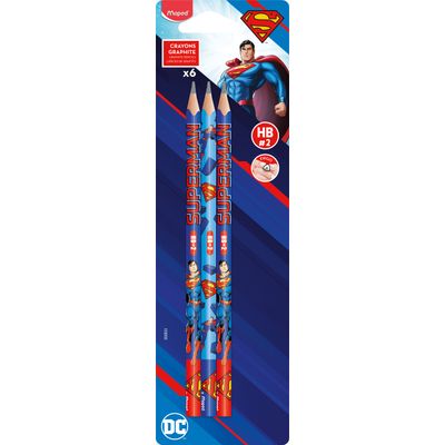 3154148508335-Maped - Superman - Blister de 6 crayons graphite HB--0