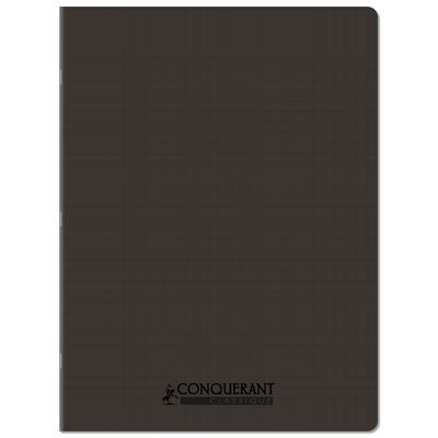 3020120254937-Conquérant Classique - Cahier polypro - 24 x 32 cm - 48 pages - grands carreaux (Seyes) - noir--0