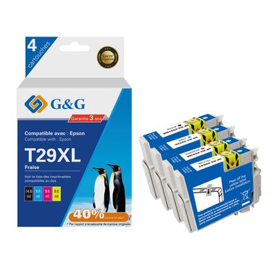 6941881288887-Cartouche compatible Epson 29XL fraise - Pack de 4 - noir, cyan, magenta, jaune - G&G--0