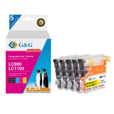 6941881289457-Cartouche compatible Brother LC1100 - Pack de 4 - noir, cyan, magenta, jaune - G&G--0