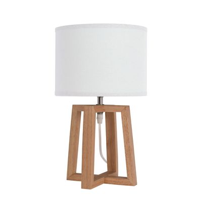 3361410150493-Lampe de Bureau BECKER - bois et tissu  blanc--0