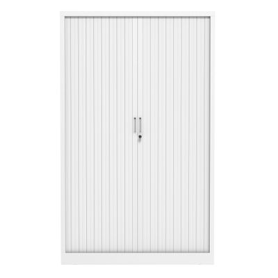3700339995875-Armoire haute à rideaux - L120 x H198 x P43 cm - corps blanc/rideau blanc--0