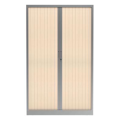 3700339995929-Armoire haute à rideaux - L120 x H198 x P43 cm - corps alu/rideau érable--1