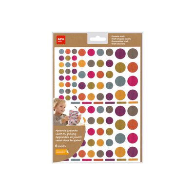 8410782187691-Apli Kids - 624 Gommettes kraft - couleurs assorties : jaune, violet, rouge, bleu clair, vert clair, g-P_405111162_1-0