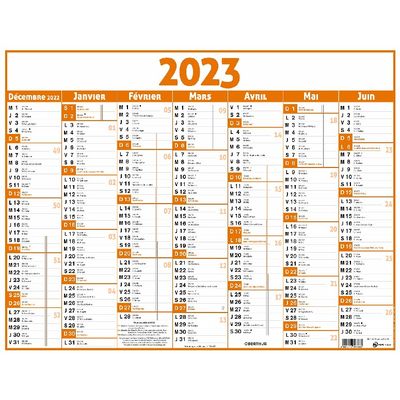 3664447135915-Oberthur Classique - Calendrier 7 mois par face - 21 x 26,5 cm - orange-P_405120434_1-0