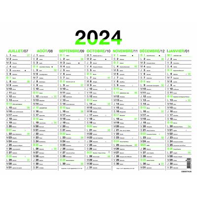3664447154794-Calendrier Fluo - 7 mois par face - 43 x 55 cm - vert - Oberthur-P_405149397_2-1
