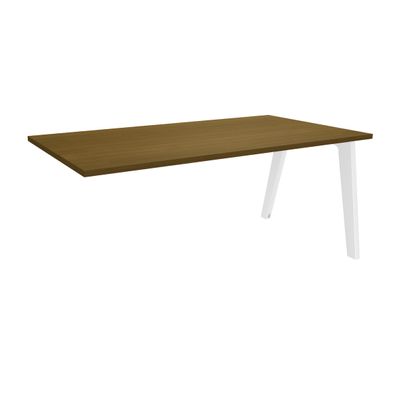 3253310229662-Bureau simple STEELY - L120 cm - Bureau suivant - Pieds blanc - plateau imitation noyer-P_405150746_1-0