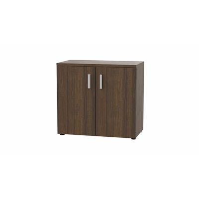 3617350001846-Armoire basse MOKA - 2 portes - L80 x P43,2 x H73,5 cm - imitation noyer brun - poignées -P_405153621_1-0