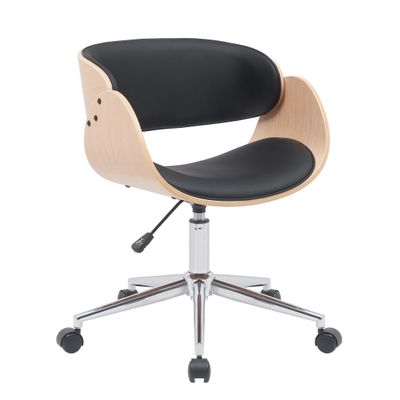 3397701697606-Chaise JUNON - Bois multiplis imitation chêne clair et polyuréthane noir-P_405154169_1-0