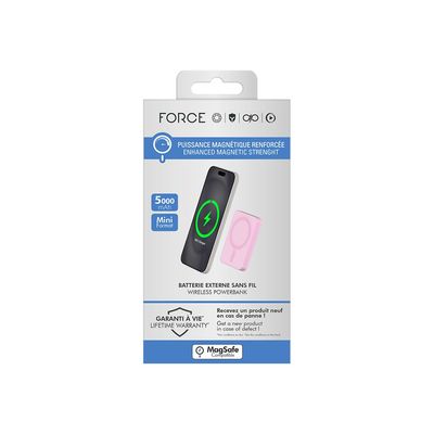 3571211525172-Force Power - Banque d'alimentation sans fil - magnetic, MagSafe, Qi, lifetime warranty - lithium ion / lithium polymère - 5000 mAh - 15 Watt - 3 A (24 pin USB-C) - sur le câ-P_405231881_1-1