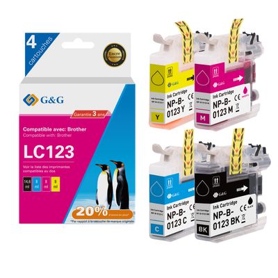 6937173407265-Cartouche compatible Brother LC123 - Pack de 4 - noir, cyan, magenta, jaune - G&G-P_405242935_1-0