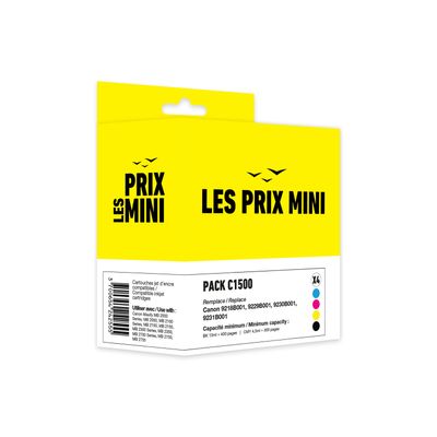 3701645516006-Cartouche compatible Canon PGI-1500 - Pack de 4 - noir, cyan, magenta, jaune - LES PRIX MI-P_405246723_1-0