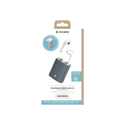 3571211451129-BigBen Metal Buds - Kit main libre - écouteur sans fil bluetooth - boitier noir-Avant-3