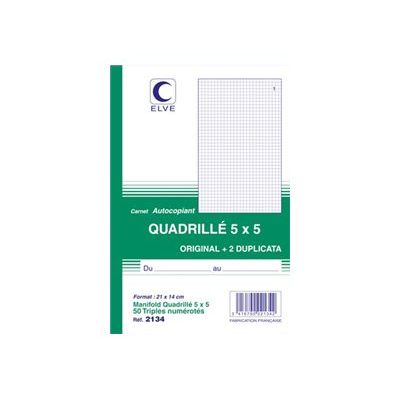 3416790021342-ELVE - Manifold quadrillé 5x5 - 50 tripli - 14,8 x 21 cm-Avant-0
