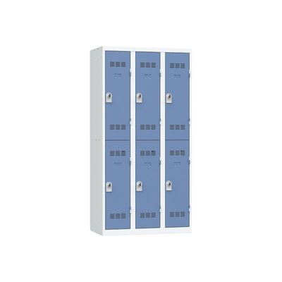 3219093120312-Vestiaire multicases - 3 colonnes - 6 portes - 180 x 90 x 50 cm - gris/bleu-Angle gauche-0