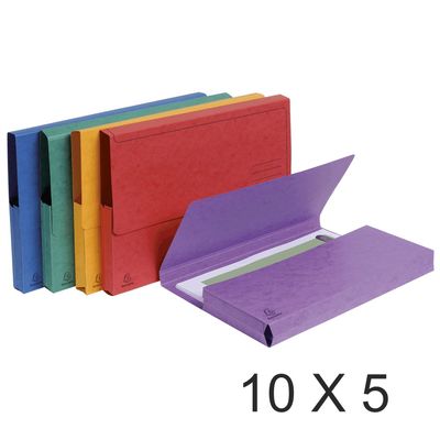3130632047900-Exacompta - 10 Paquets de 5 Chemises poche - 265 gr - couleurs assorties--0