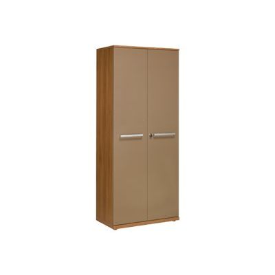 3483600012371-Armoire haute SLIVER - L80 x H188 x P45 - 2 portes - Noyer et bronze-Angle gauche-0