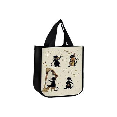 3700572761763-Kiub Bug Art - Sac de courses recyclé - chat/musique-Angle gauche-0
