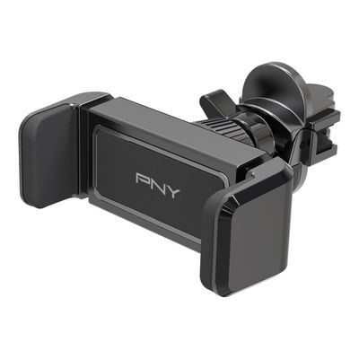 3536403376222-PNY - Support de voiture pour smartphone avec fixation sur grille aération - noir-Angle droit-0