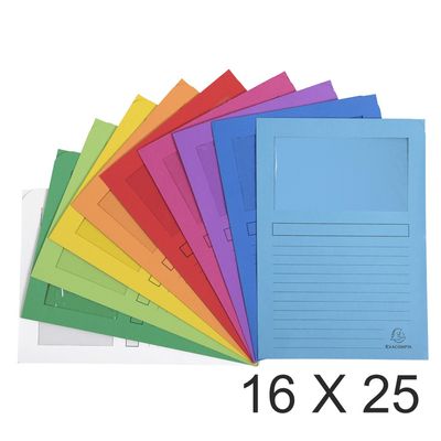 3130632502508-Exacompta Forever - 16 Paquets de 25 Chemises à fenêtre - 120 gr - couleurs assorties--0