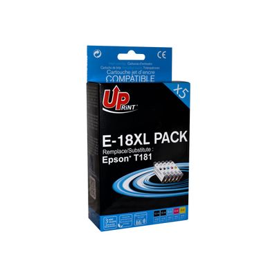 3584770891947-Cartouche compatible Epson 18XL Pâquerette - pack de 5 - noir x2, cyan, magenta, jaune - U-Angle gauche-0