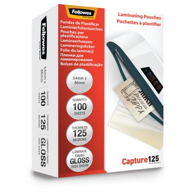 0400000530635-Fellowes - 100 pochettes de plastification (54 x 86 mm) - 125 microns - brillantes --2