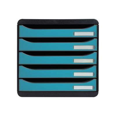 9002493309340-Exacompta Skandi - Module de classement 5 tiroirs - bleu Pacifique-Avant-0