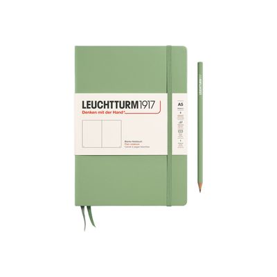 4004117570018-Leuchtturm1917 - Carnet de notes rigide A5 - pointillés - vert sauge-Avant-0