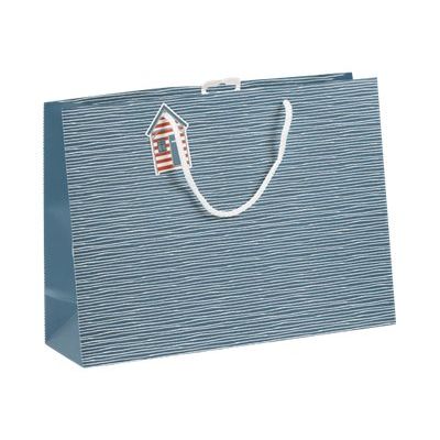 5033601002642-Clairefontaine - Sac cadeau - dieppe bleu/blanc - 37,3 cm x 11,8 cm x 27,5 cm-Angle gauche-0