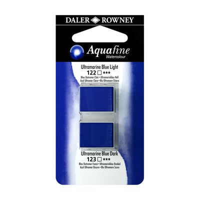 5011386117997-Daler-Rowney Aquafine - Ensemble de peinture - 2 parties - aquarelle - 2 couleurs - bleu clair outremer, bleu outremer fonc--0