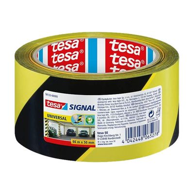 4042448065278-Tesa Signal - Ruban de signalisation noir/jaune - 50 mm x 66 m-Avant-0