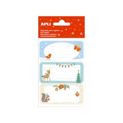 8410782190202-Apli kids - 9 étiquettes cadeau - 73 x 35 mm - Noël/écureuil--0