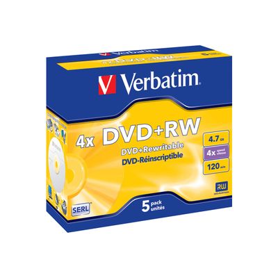 0023942432296-Verbatim DataLifePlus - DVD+RW x 5 - 4.7 Go - support de stockage-Angle gauche-2