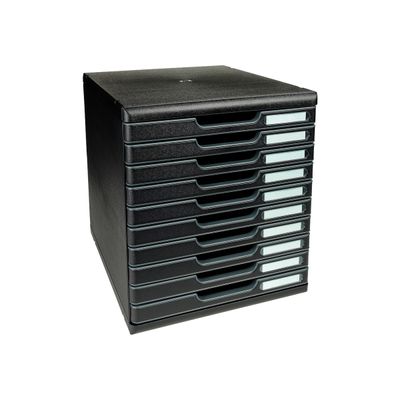 9002493422704-Exacompta Modulo Ecoblack - Module de classement 10 tiroirs - noir-Angle gauche-0