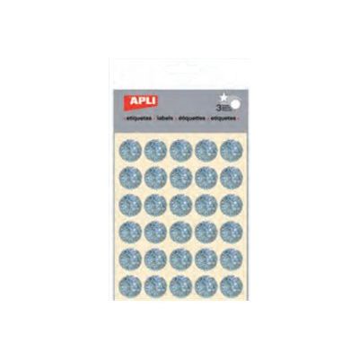 8410782118107-Apli - 3 feuilles gommettes rondes - Hologramme argenté-Avant-0