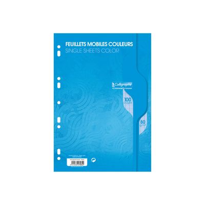 3210330079622-Calligraphe - feuilles simples A4 - 100 pages - grands carreaux (Seyes) - perforées - bleu-Avant-0