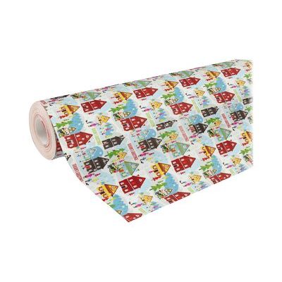 3329682117569-Clairefontaine Alliance - Papier cadeau - 70 cm x 50 m - 60 g/m² - motif village de Noël-Angle gauche-0