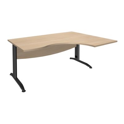 2012348122168-Bureau compact à droite IDRA - L180 cm - Pieds anthracite - plateau imitation Chêne clair (Pieds de renfort obligato-P_79376938_1-0