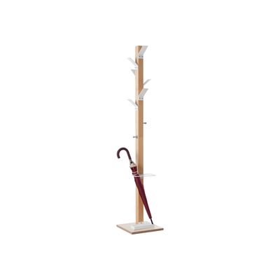 3660141260212-Porte-manteau en bois naturel avec porte parapluie EASYCLOTH - blanc-P_79420843_1-1