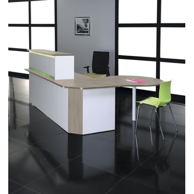 3253310161245-Banque d'accueil LUMINA - sans réhausse - L80 x H75 x P80 cm - Finition chêne gris/blanc-P_79432140_2-1