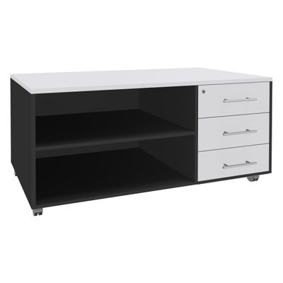 3253310165441-Console mobile EXPRIM/LOFTER/LEVEL - L120 x H63 x P60 cm - 3 tiroirs - coté anthracite - finition -P_79432425_1-0