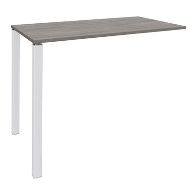 3253310158610-Table Lounge - L140xH105xP60 cm - 2 Pieds blancs - plateau imitation chêne gris-P_79432749_1-0