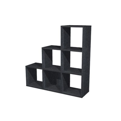 7331910005759-Bibliothèque modulaire MAXICOLOR - 6 cases en escalier - imitation frêne noir-P_79441464_1-0