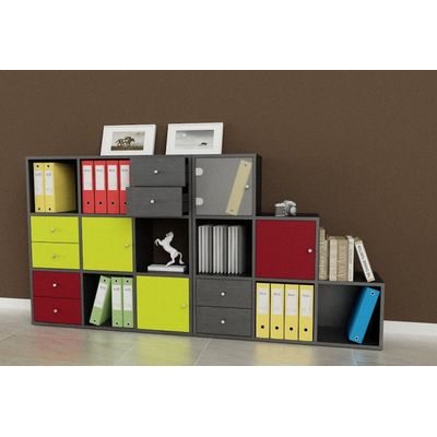 7331910005759-Bibliothèque modulaire MAXICOLOR - 6 cases en escalier - imitation frêne noir-P_79441464_2-1