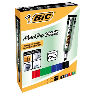 3086123010369-BIC ONYX 1481 - Pack de 4 marqueurs permanents - pointe biseau - couleurs assorties--0